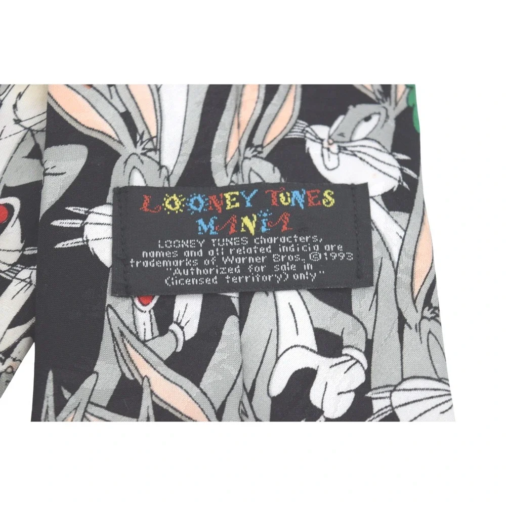 Vintage Looney Tunes Bugs Bunny Tie Black Novelty Cartoon‎ Necktie Menswear